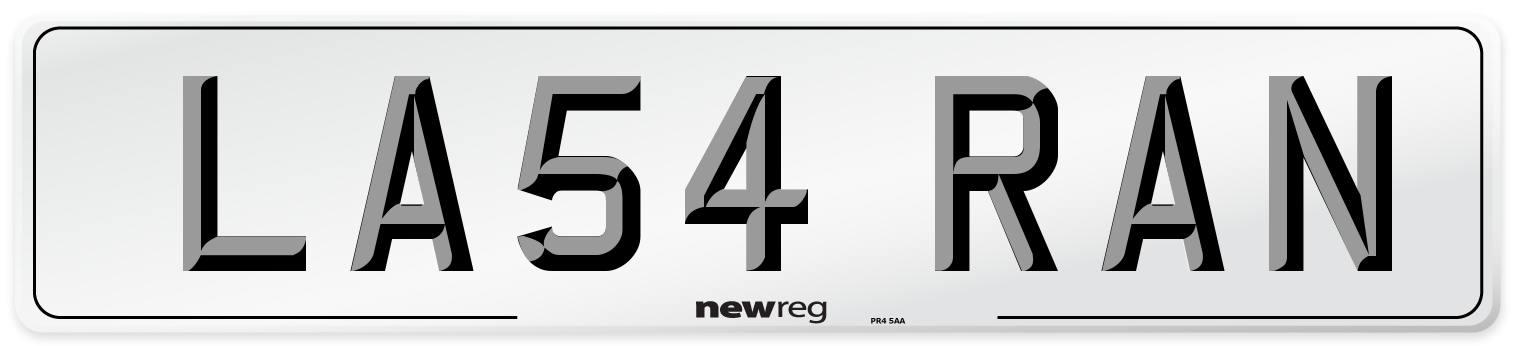 LA54 RAN Number Plate from New Reg